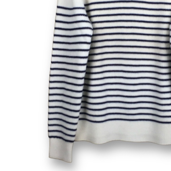 Bloomingdale’s Chunky Knit Striped Merino Wool Unisex Turtleneck Sweater Size L - Picture 6 of 9